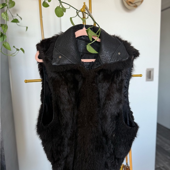 Andrew Marc Genuine Opposum Fur and Real Leather Unisex Vest - Picture 4 of 10